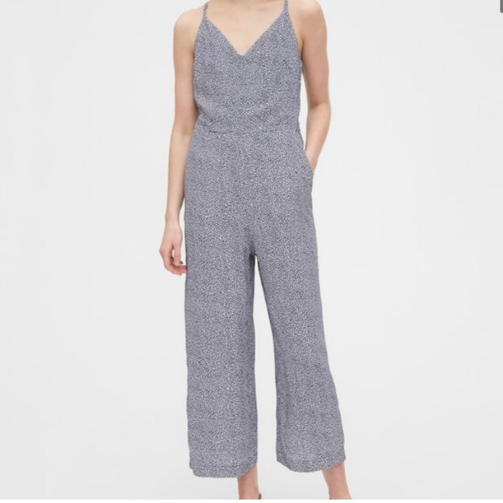 Gap Women’s Navy Speckle Wide-Leg lined Jumpsuit